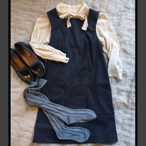 Zara Charcoal Grey Shift Dress With Front Pockets